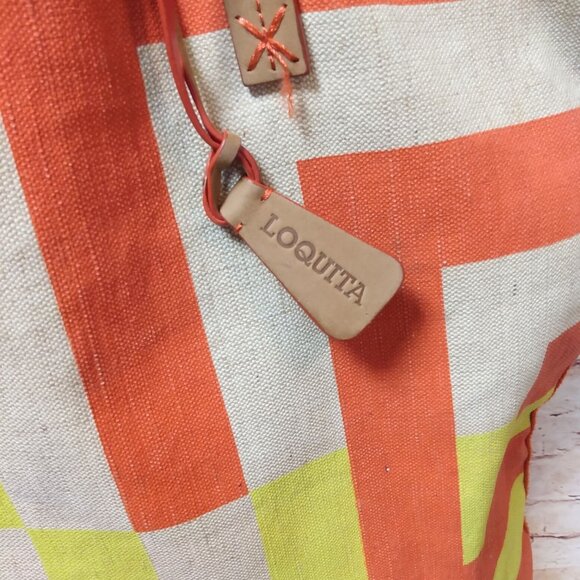 Loquita Orange/Yellow/Cream Fabric Tote Bag - Picture 2 of 11
